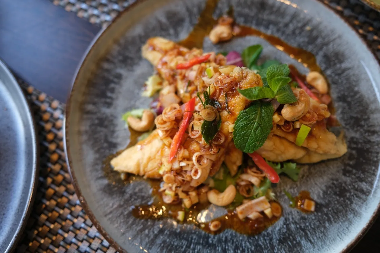 Sea Bass with Cashew & Herbs